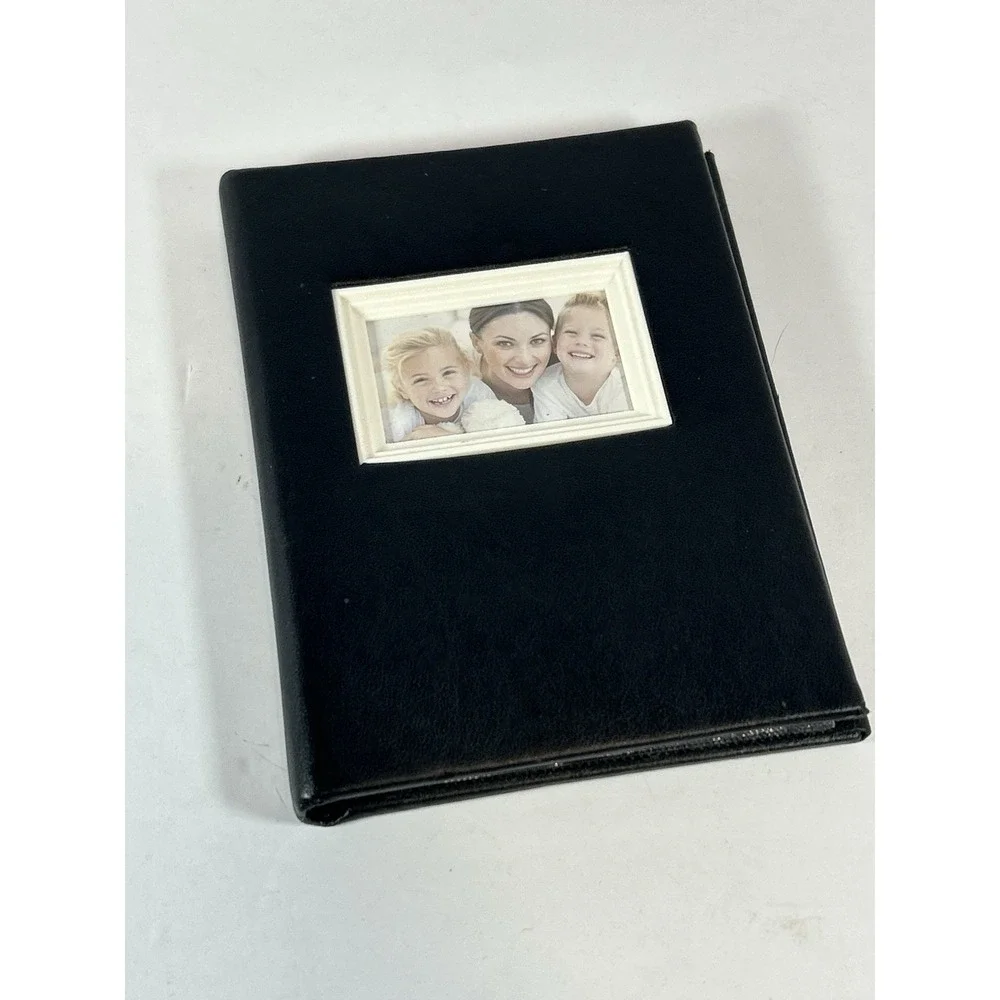NEW Black Faux Leather 4x6 Photo Album 24 Capacity Slip-in Brag Book
